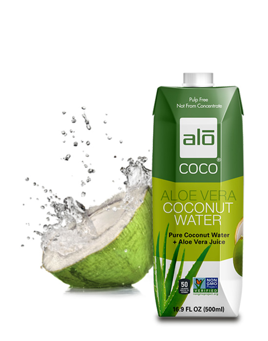 ALO COCO Drink 100% pure coconut water and real aloe vera juice