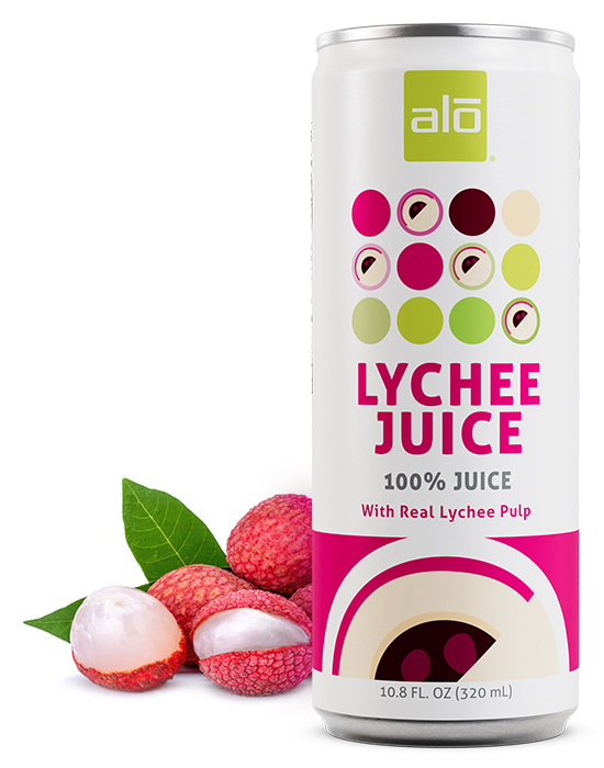 ALO Lychee Juice 100% juice with real lychee pulp in aluminum can