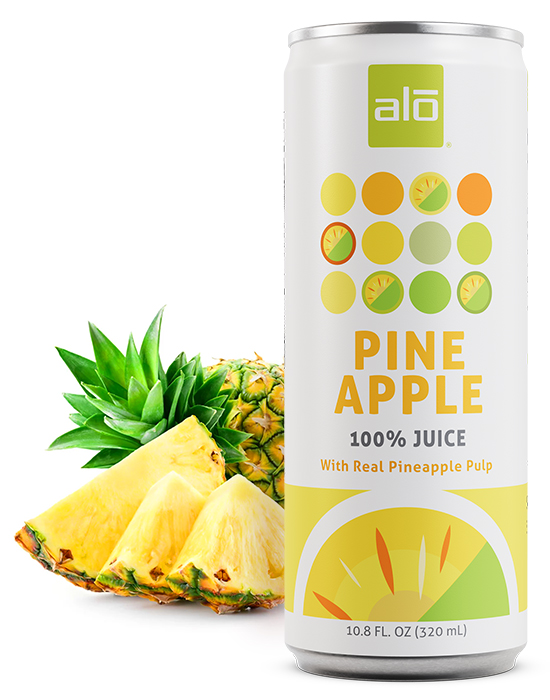 ALO Pineapple Juice 100% juice with real pineapple pulp in aluminum can